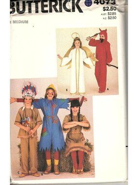 Butterick 4823 Girls and Boys Medium Vintage Halloween Costume Sewing Pattern